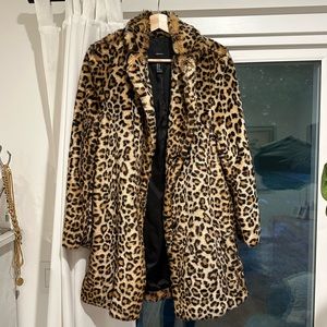 Leopard Faux Fur Jacket in Perfect Condition